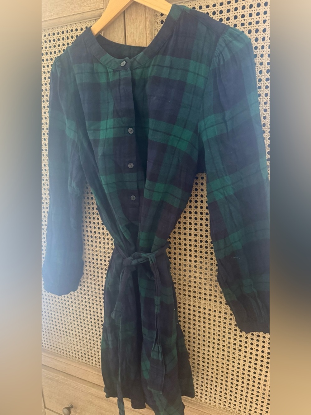 GAP Green and Navy Plaid Shirt Dress